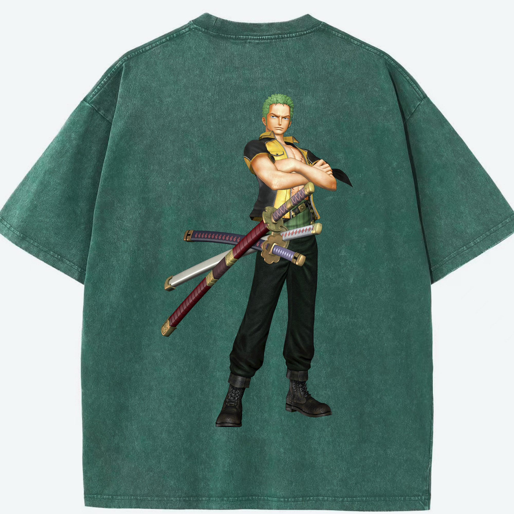 ワンピース ロロノア・ゾロ ONE PIECE Roronoa Zoro 綿100% ヴィンテージ風 半袖Tシャツ（背面プリント）